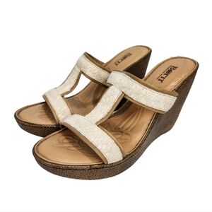Born Crochet Strappy Leather Platform Wedge Sandals Women's Size 10 EU Size 42